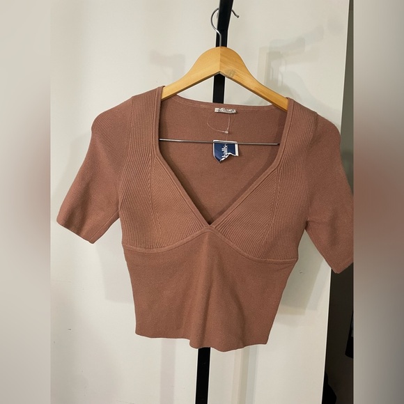 NEW Free People|| Teagan Swit Short Sleeve Top in Latte by Intimately. Small - Picture 3 of 7